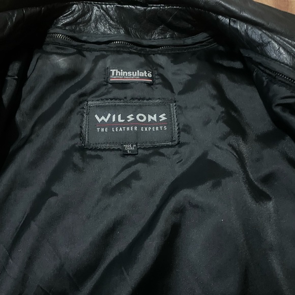 Wilsons Thinsulate Black Leather Bomber Jacket Sz L - Picture 6 of 13
